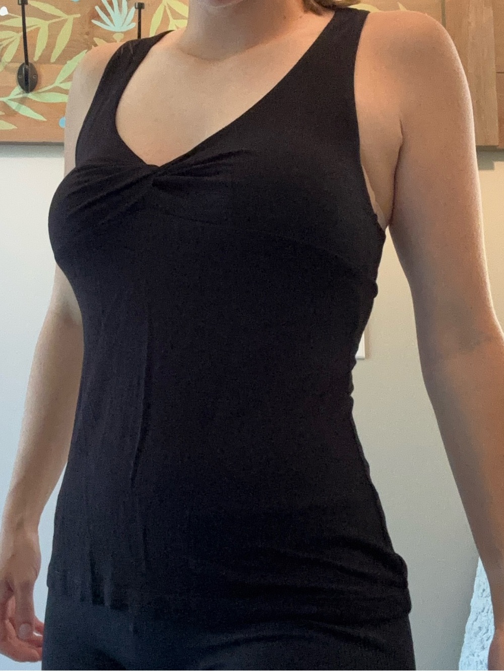 Ambrielle Black V-Neck Twist-Front Tank